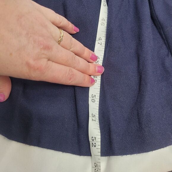 VINTAGE 80s dress navy blue chenille collar wrap maxi M - Picture 12 of 12